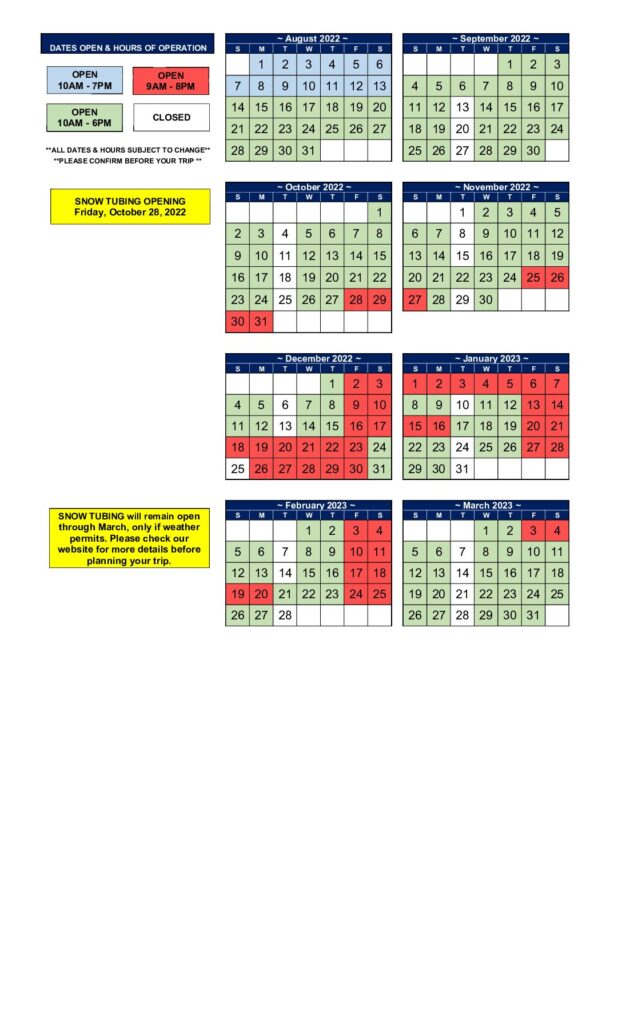 Operations Calendar - Highlands Outpost