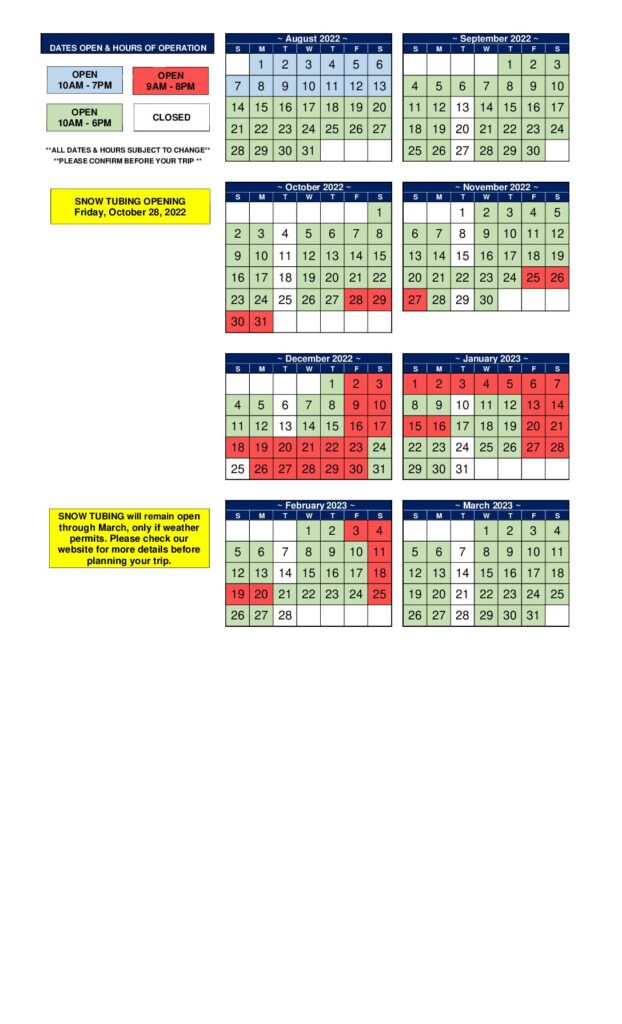 Operations Calendar - Highlands Outpost